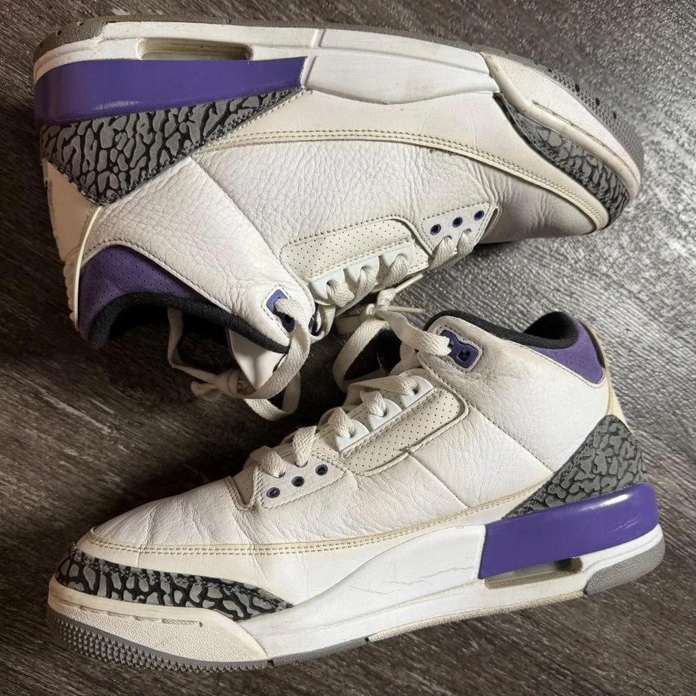 Jordan Air Jordan 3 Retro Men Size 10 White Dark Iris Elephant Print CT8532-105